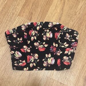 Urban Outfitters Large Kimchi Blue Floral Black Strapless Cropped Tank Top
